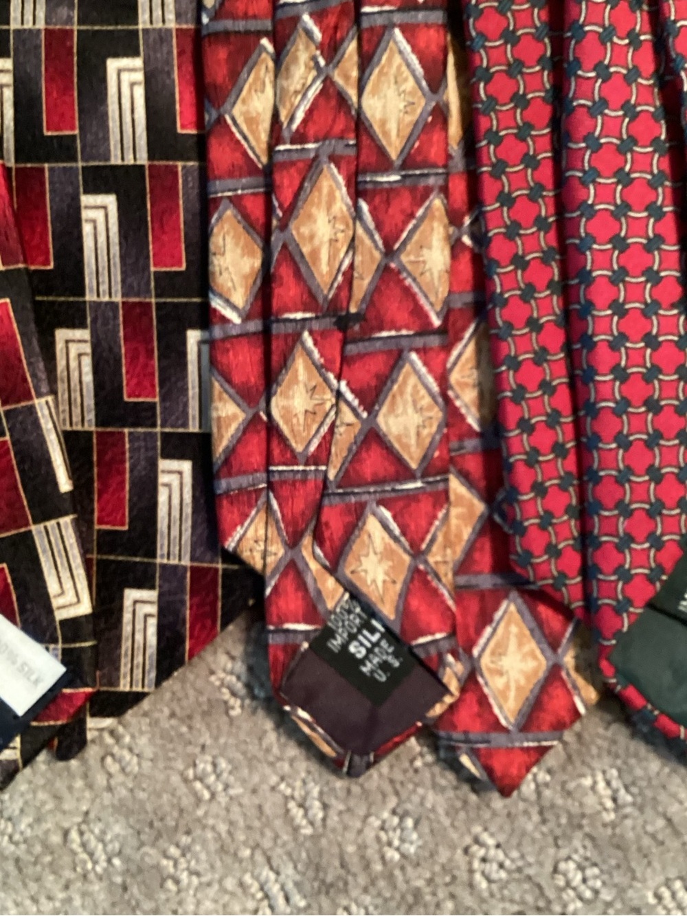 Men's Tie Collection, Red Patterned, Bundle of Six Classic Dress Ties - Picture 3 of 4